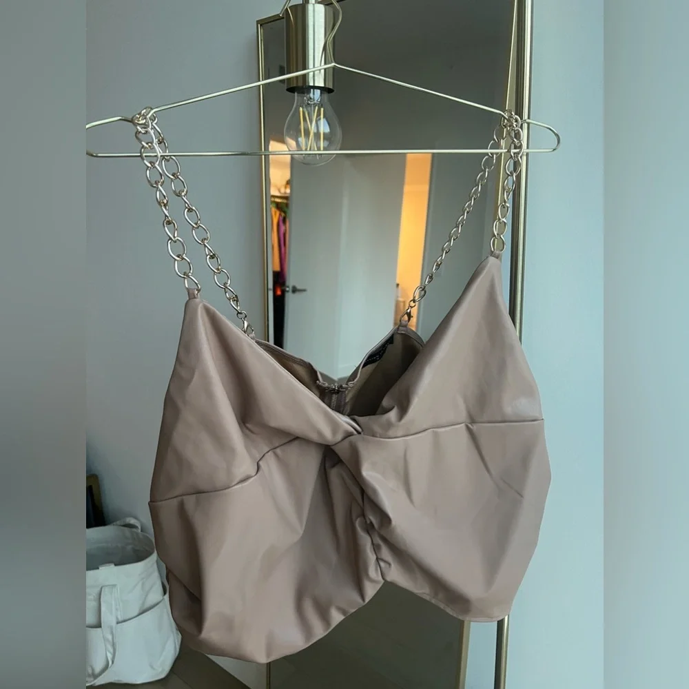Fashion to Figure Eva Faux Leather Chain Strap Crop Top - Picture 6 of 6